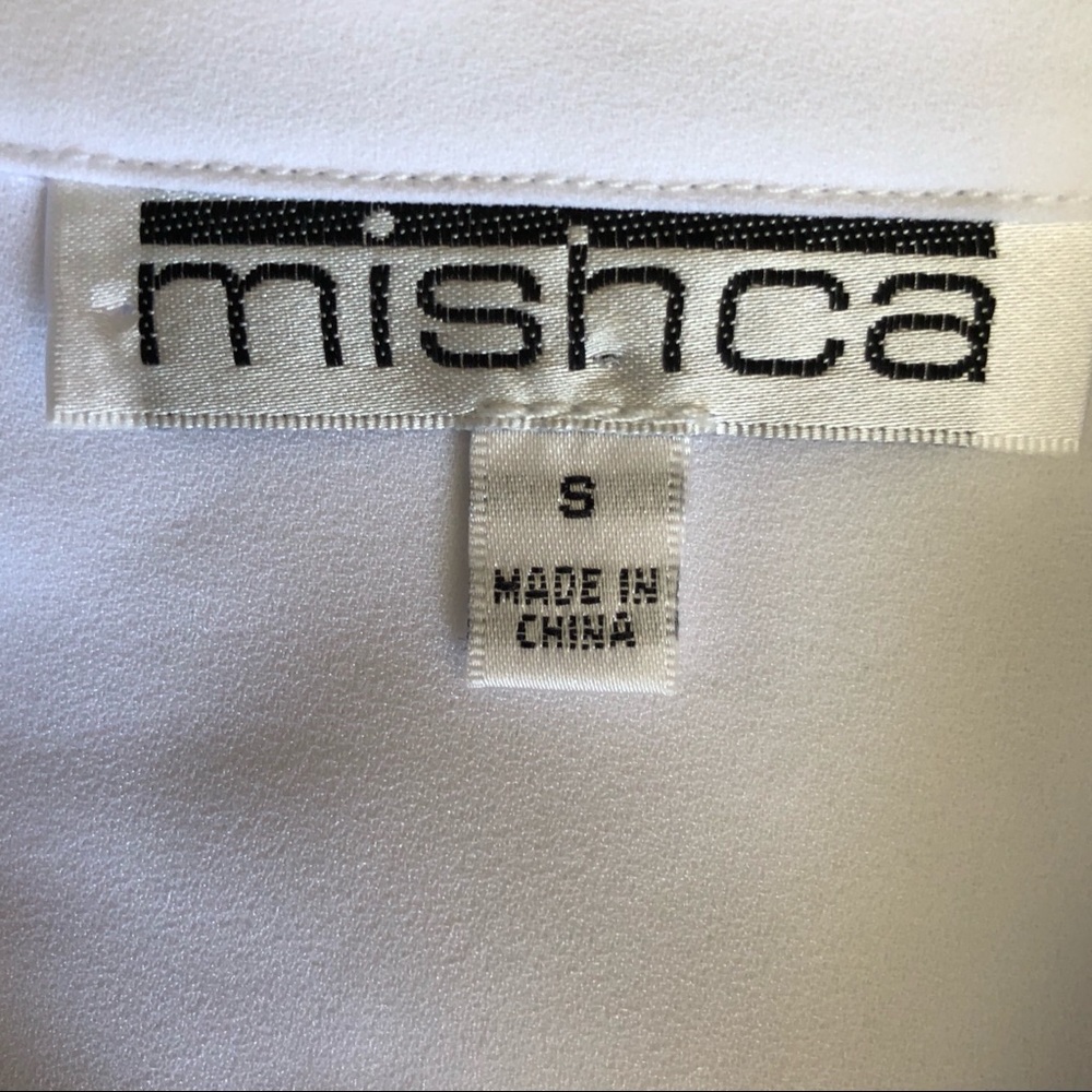 Mishca Bell Sleeve Black Filigree White Blouse - Picture 9 of 12